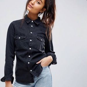 ASOS DESIGN denim fitted western shirt